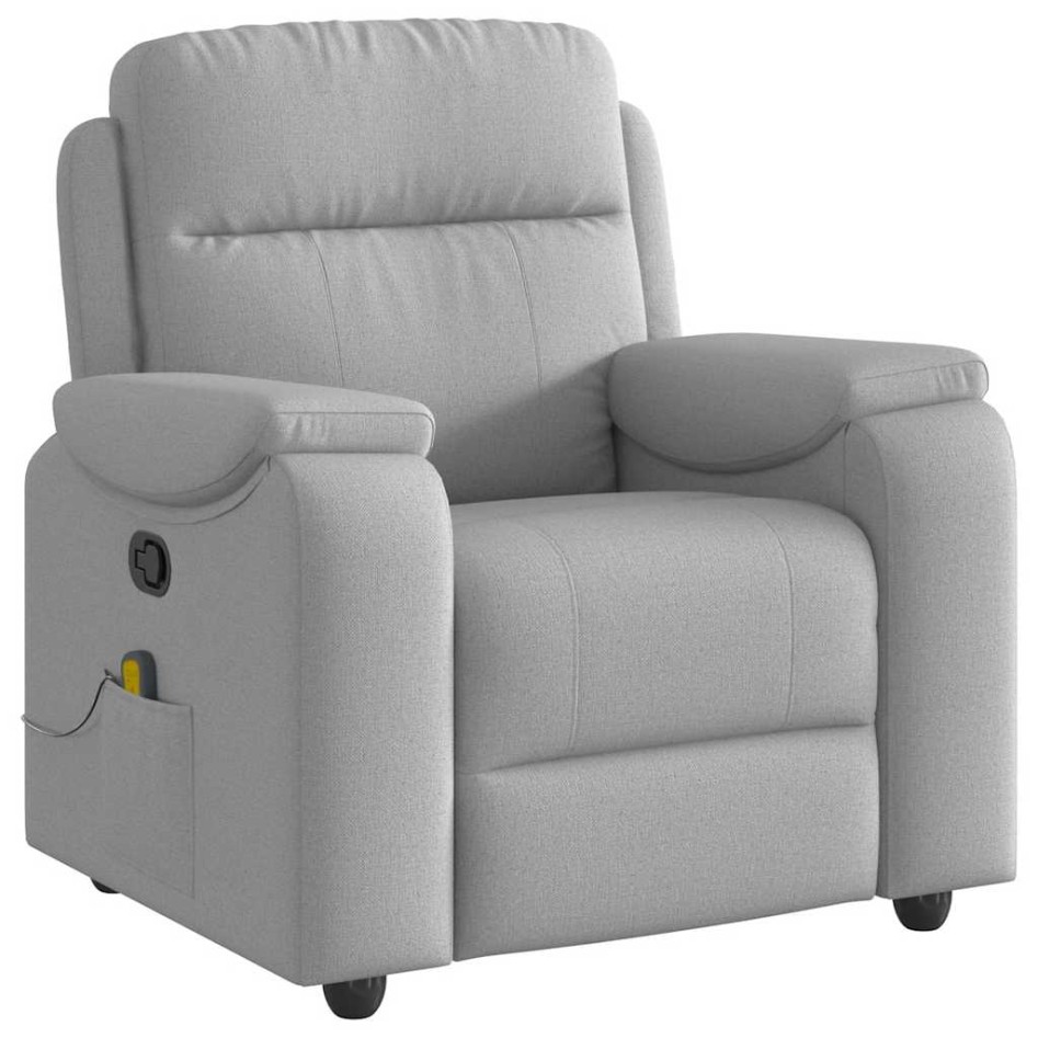 Sillón de masaje reclinable de tela gris