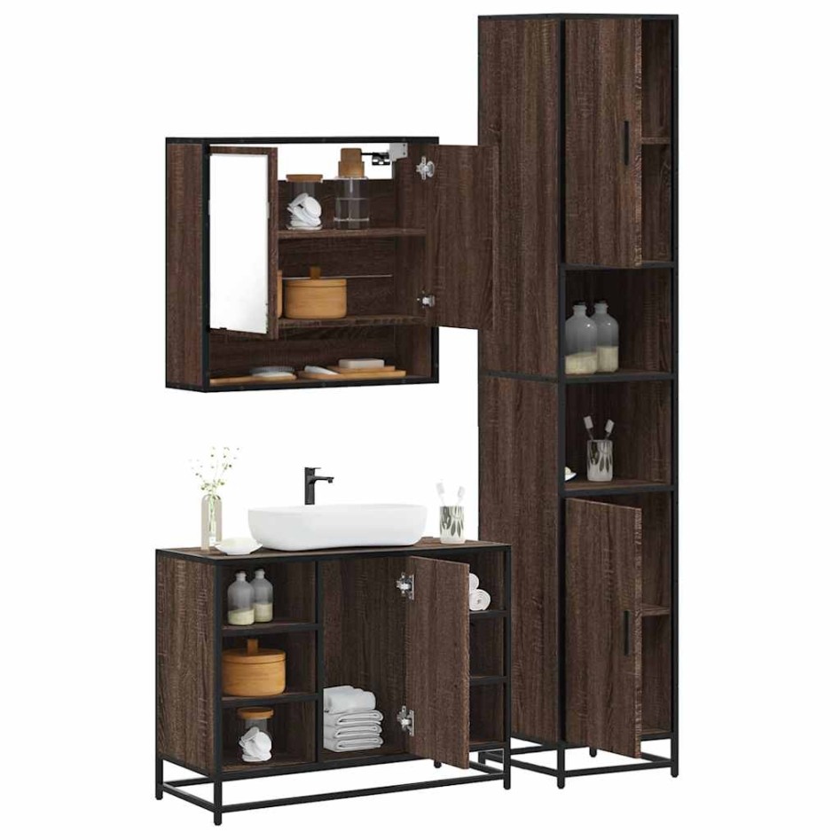 Set de muebles baño 3 pzas madera contrachapada roble