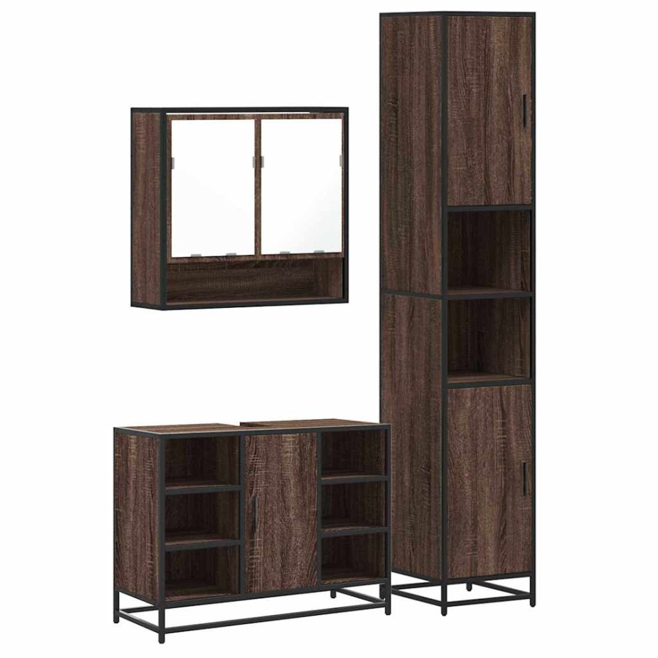 Set de muebles baño 3 pzas madera contrachapada roble