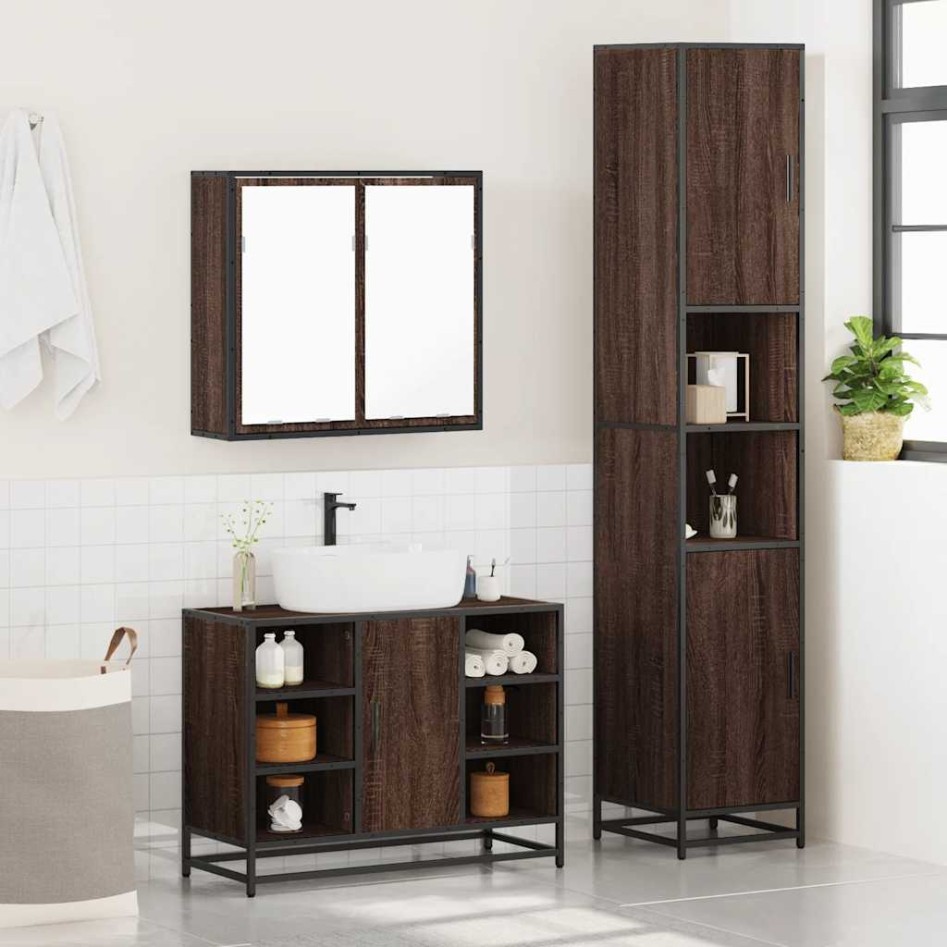 Set de muebles baño 3 pzas madera contrachapada roble