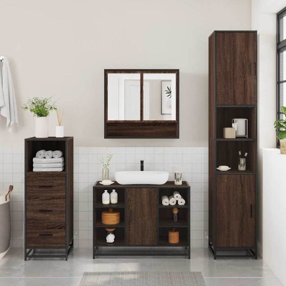 Set de muebles baño 3 pzas madera contrachapada roble