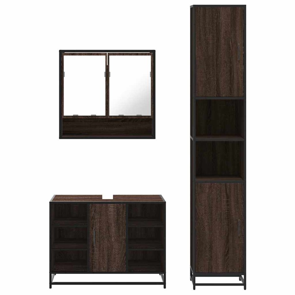 Set de muebles baño 3 pzas madera contrachapada roble