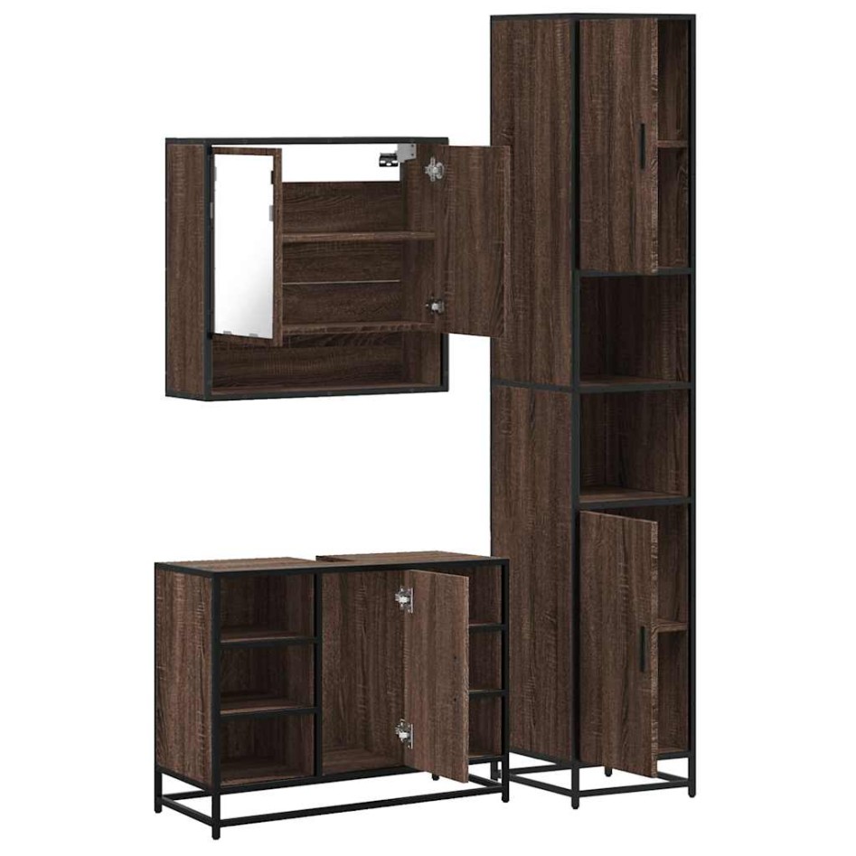 Set de muebles baño 3 pzas madera contrachapada roble