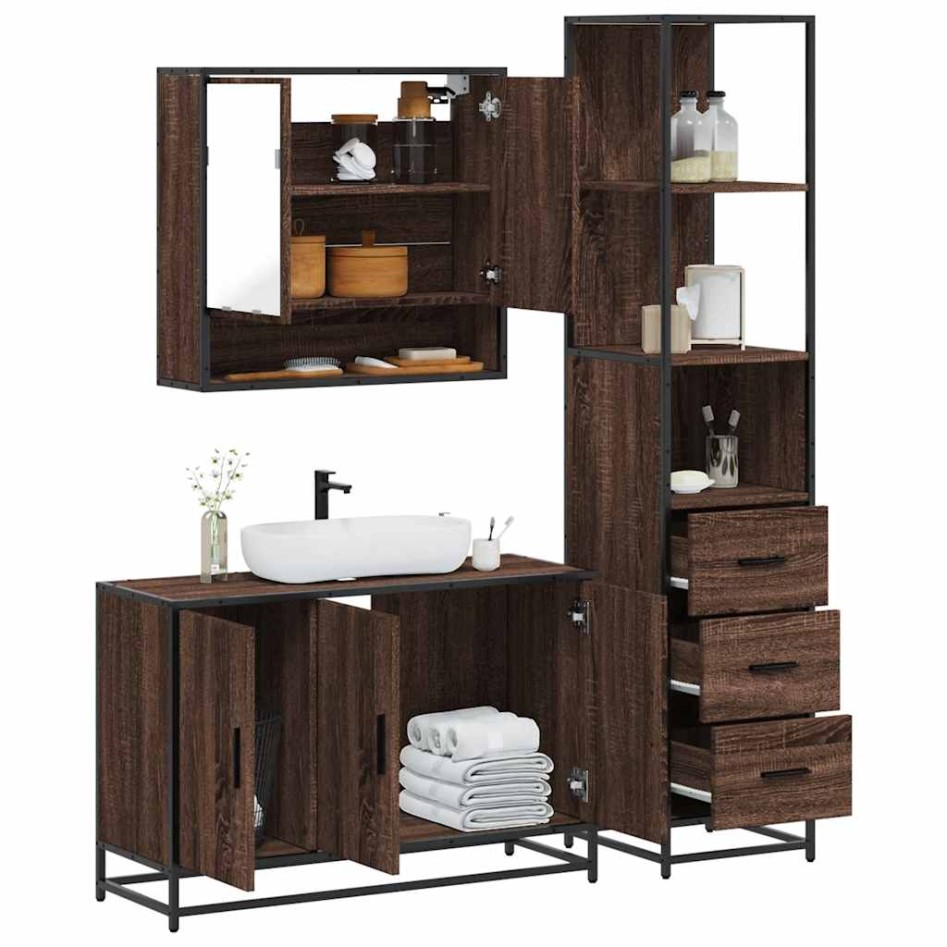 Set de muebles baño 3 pzas madera contrachapada roble