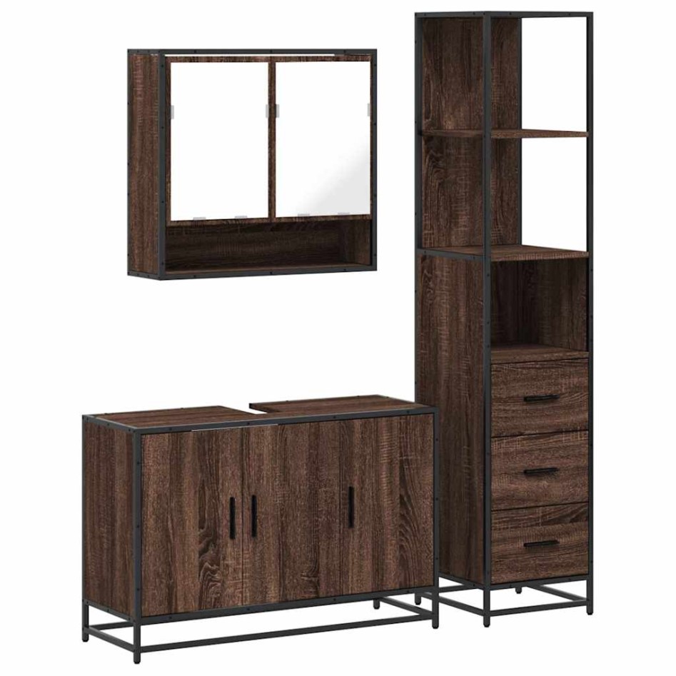Set de muebles baño 3 pzas madera contrachapada roble