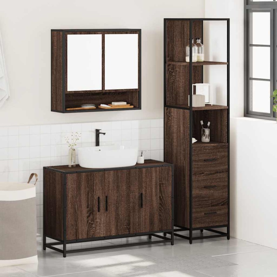 Set de muebles baño 3 pzas madera contrachapada roble