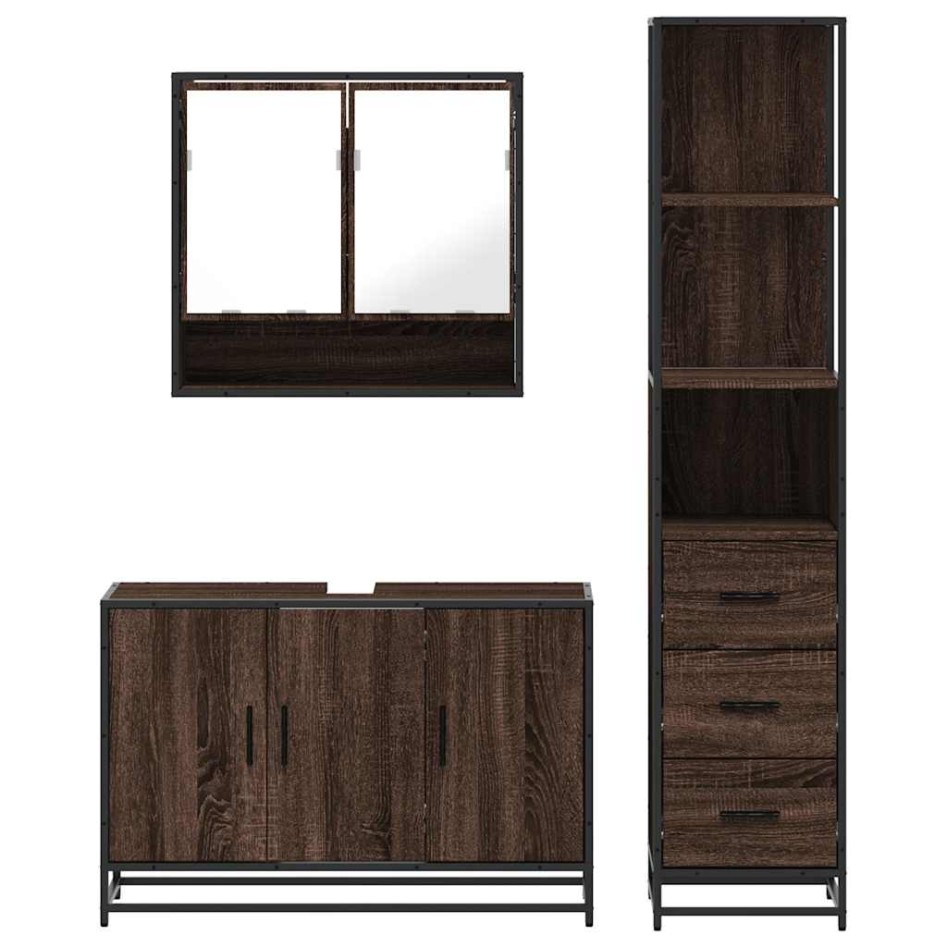 Set de muebles baño 3 pzas madera contrachapada roble