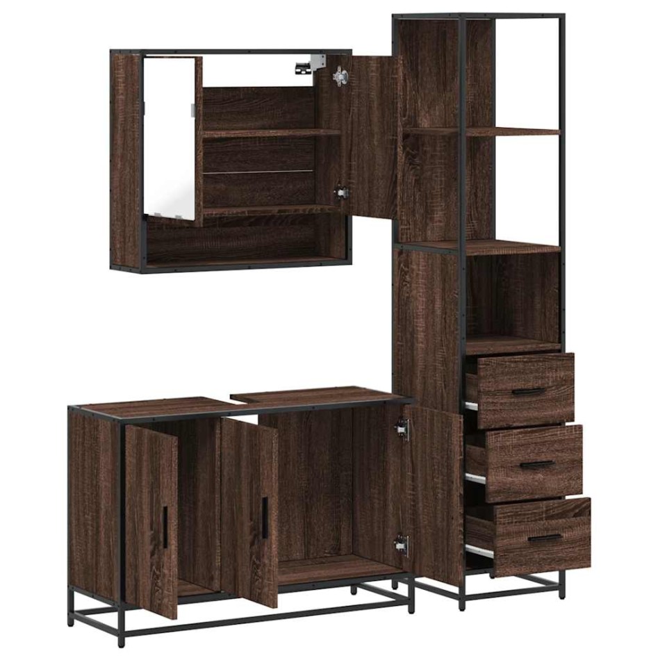 Set de muebles baño 3 pzas madera contrachapada roble