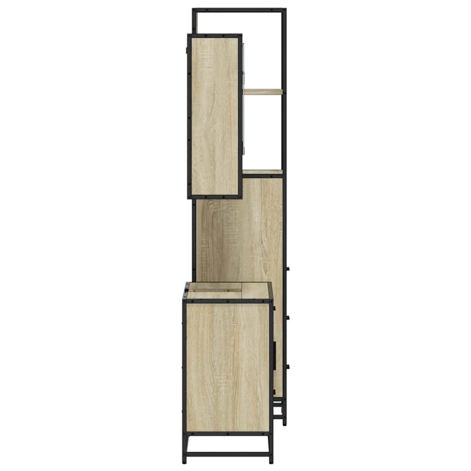 Set de muebles de baño 3 pzas madera contrachapada roble