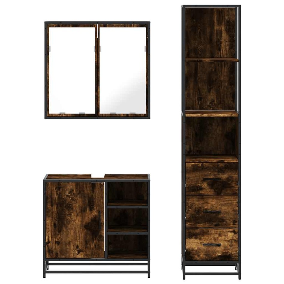 Set de muebles baño 3 pzas madera contrachapada roble