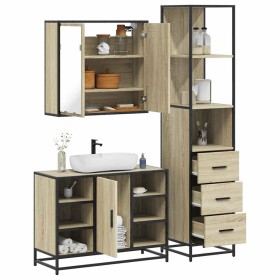 Set de muebles de baño 3 pzas madera contrachapada roble