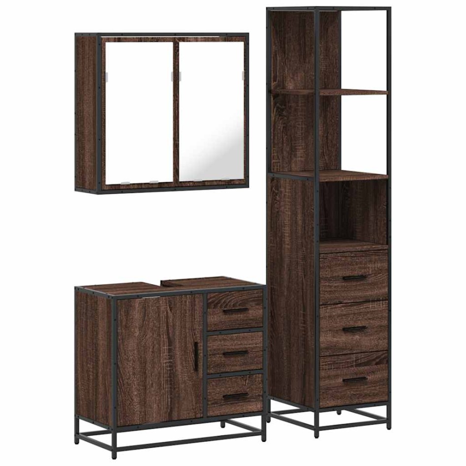Set de muebles baño 3 pzas madera contrachapada roble