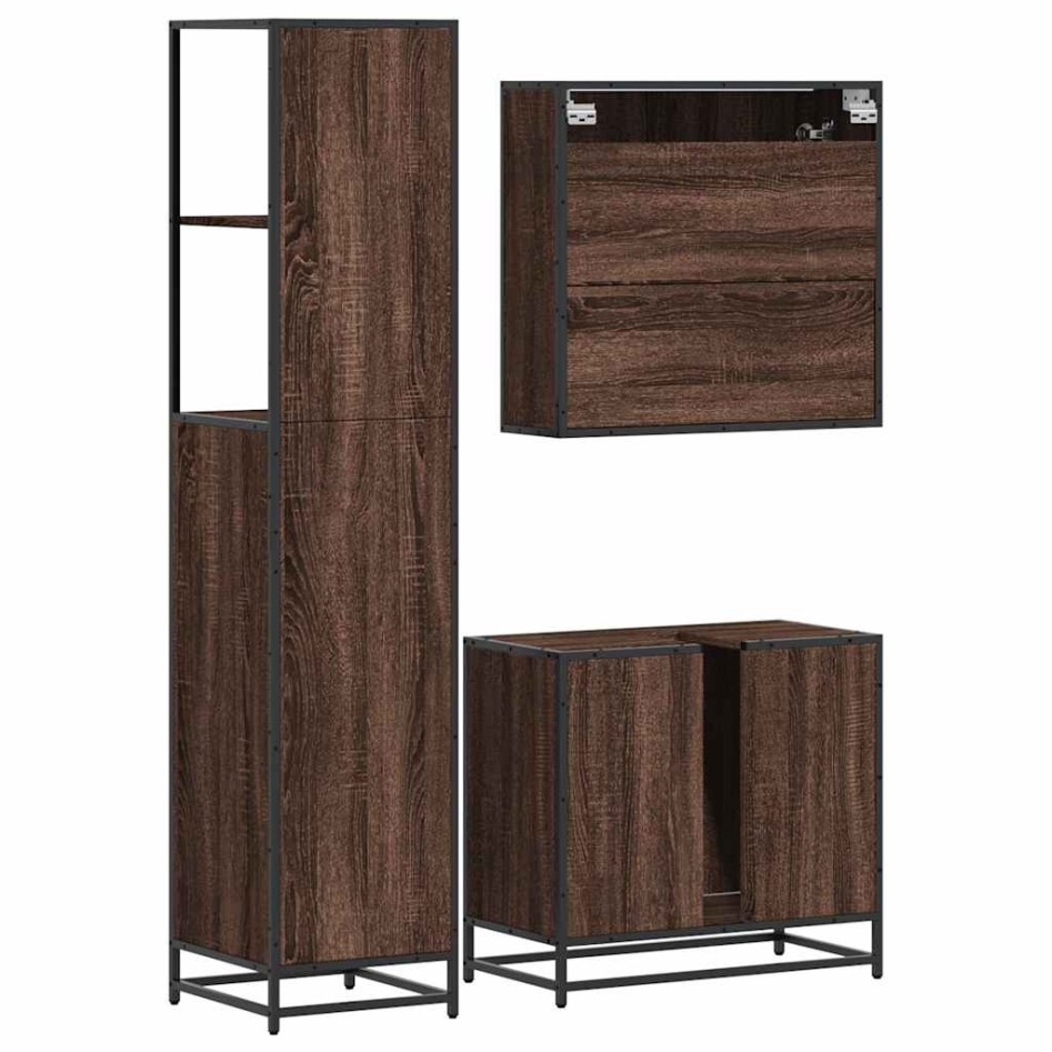 Set de muebles baño 3 pzas madera contrachapada roble