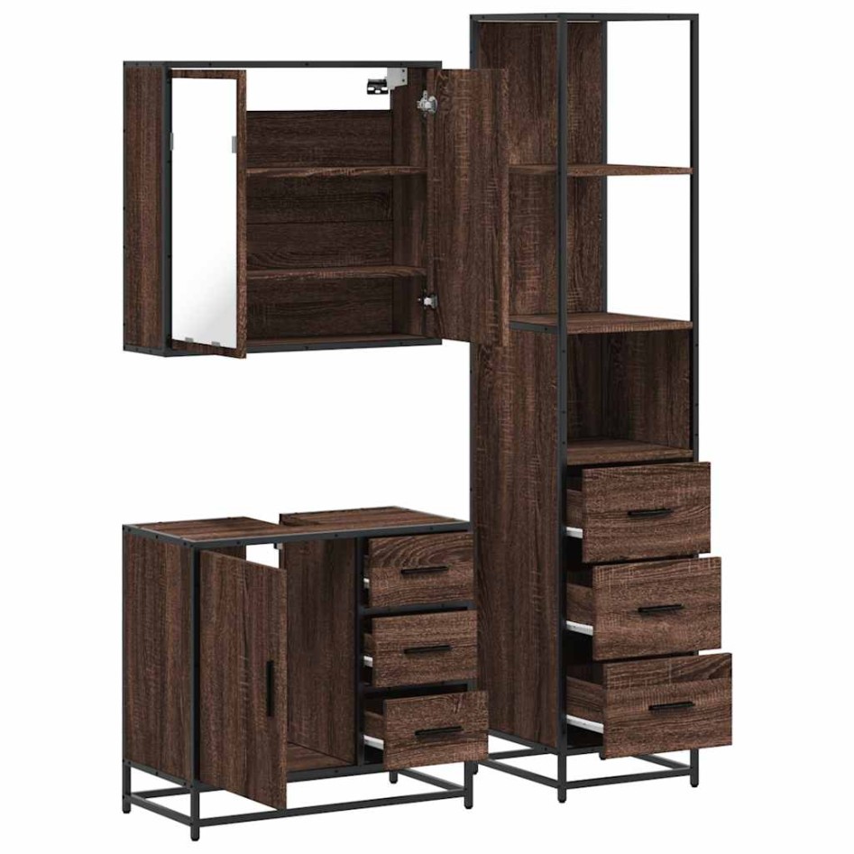 Set de muebles baño 3 pzas madera contrachapada roble