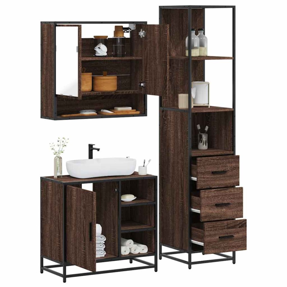 Set de muebles baño 3 pzas madera contrachapada roble