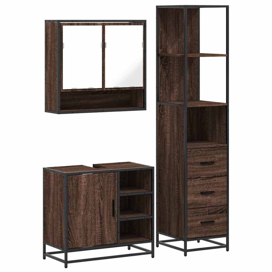 Set de muebles baño 3 pzas madera contrachapada roble