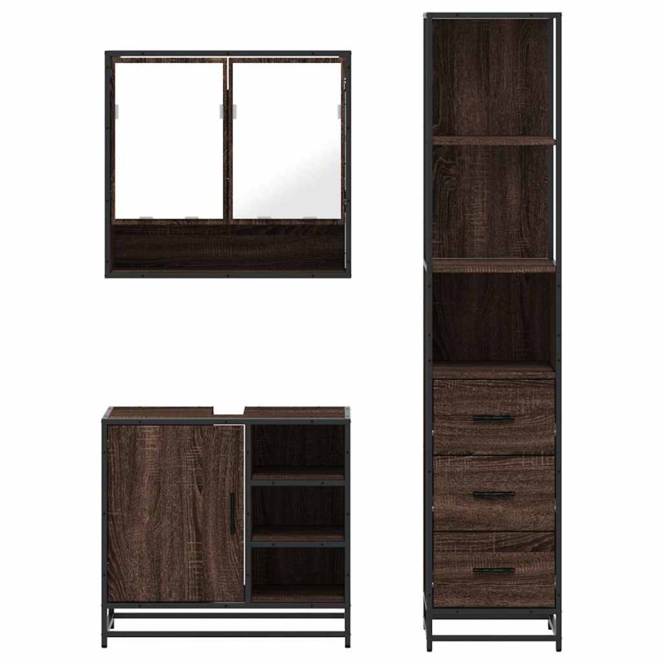 Set de muebles baño 3 pzas madera contrachapada roble