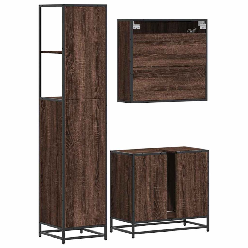 Set de muebles baño 3 pzas madera contrachapada roble