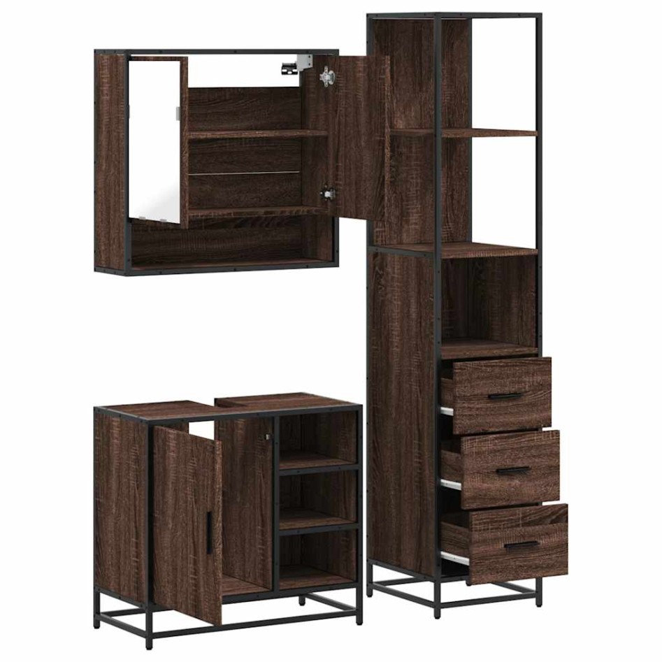 Set de muebles baño 3 pzas madera contrachapada roble