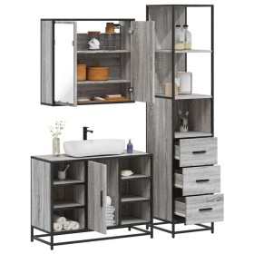 Set de muebles de baño 3 pzas madera contrachapada gris