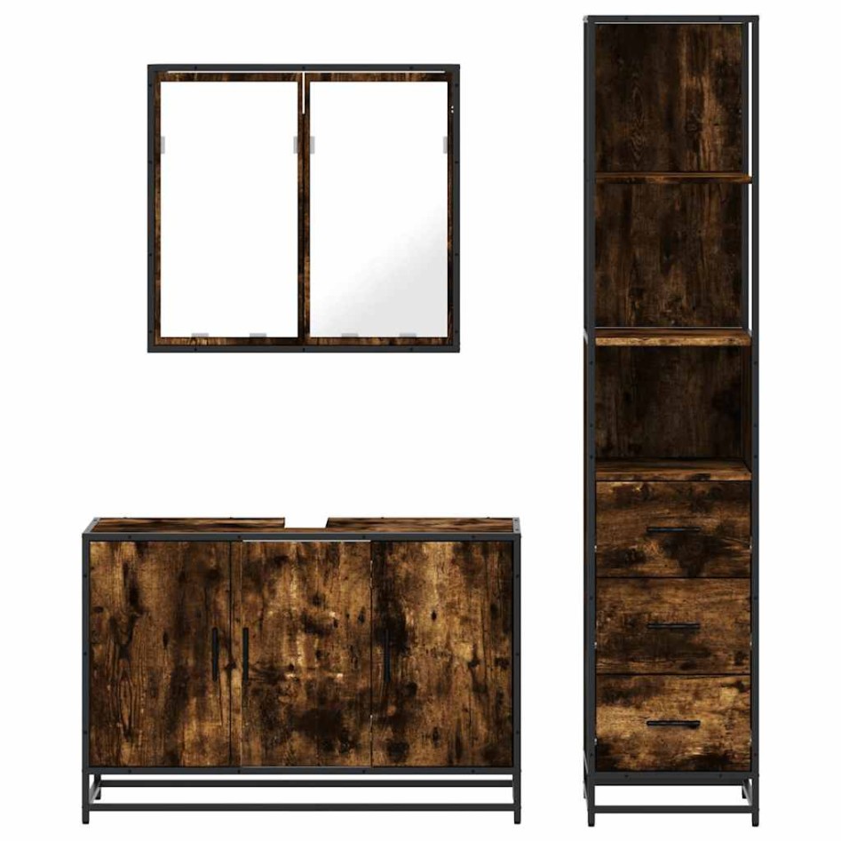 Set de muebles baño 3 pzas madera contrachapada roble