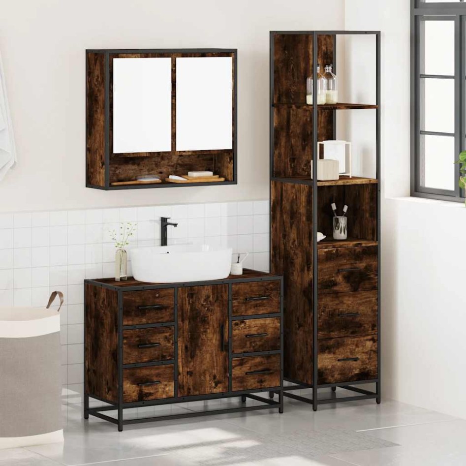 Set de muebles baño 3 pzas madera contrachapada roble