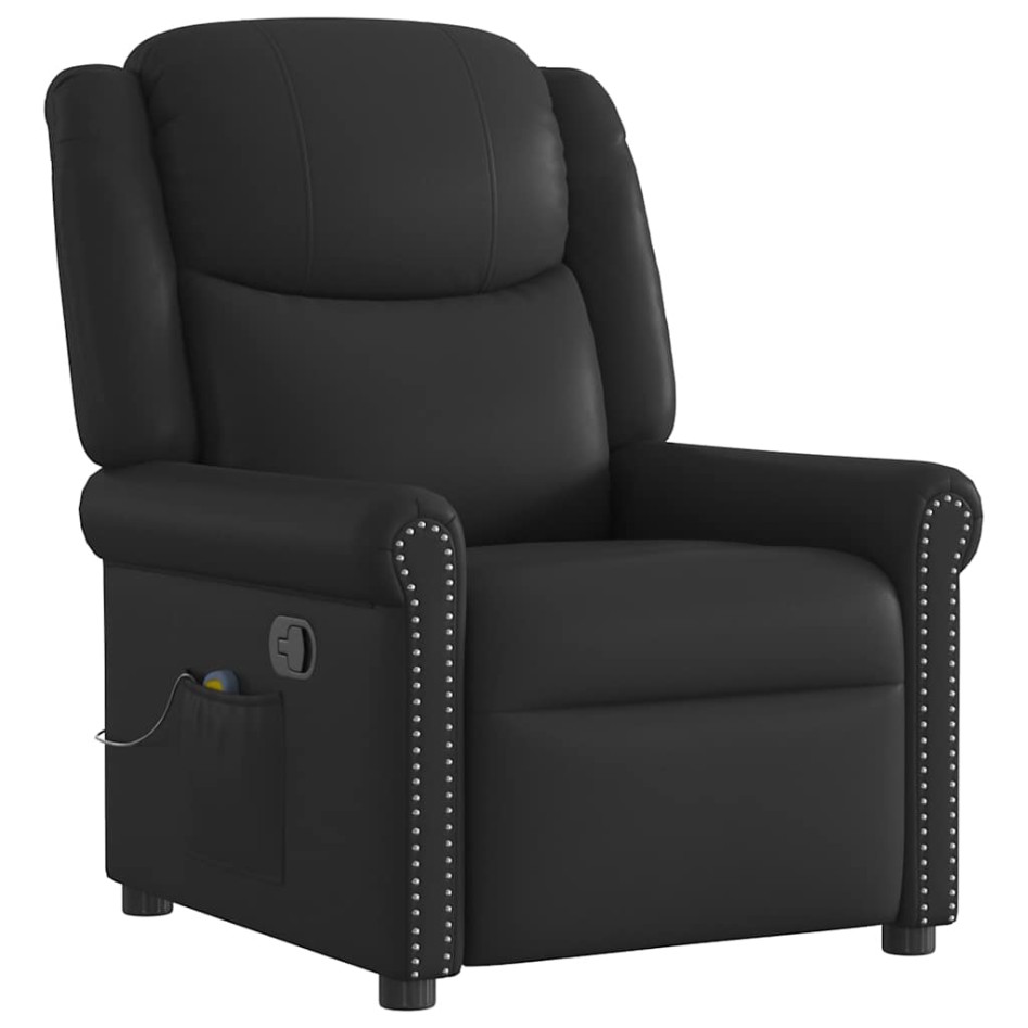 Sillón reclinable de cuero sintético negro