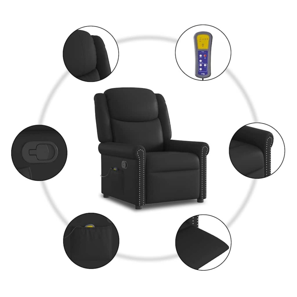 Sillón reclinable de cuero sintético negro