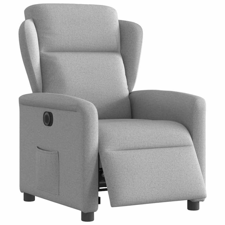 Sillón reclinable eléctrico de tela gris