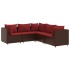 Set muebles de jardín 5 piezas y cojines ratán sintético