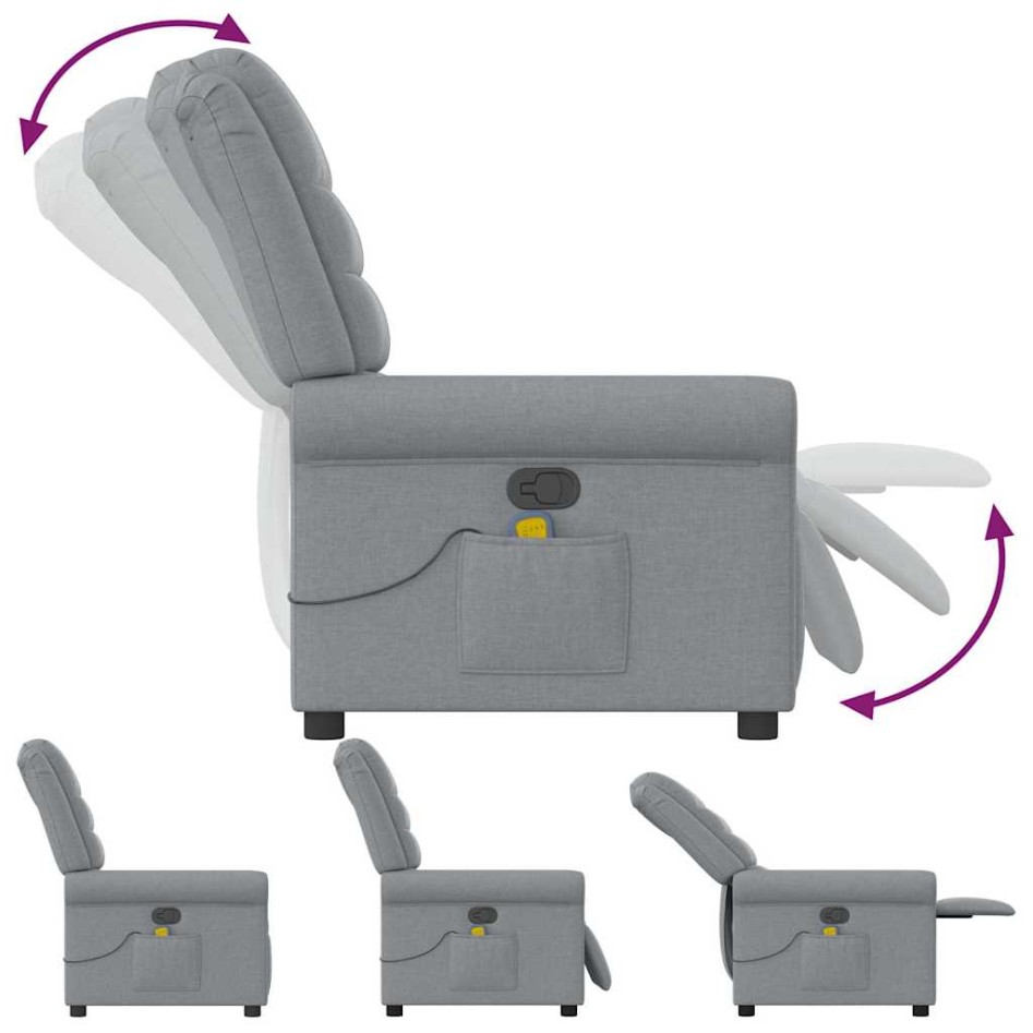 Sillón reclinable de masaje de tela gris