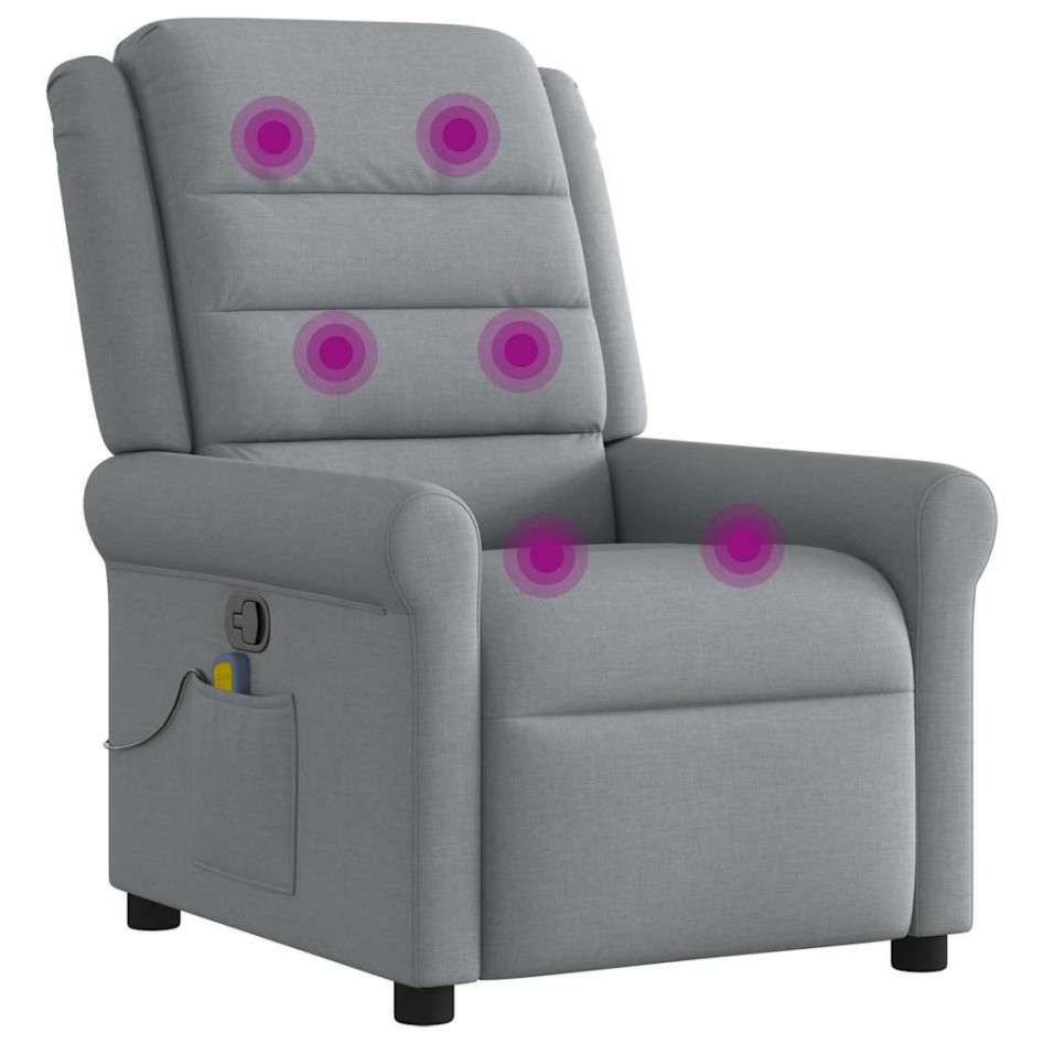 Sillón reclinable de masaje de tela gris