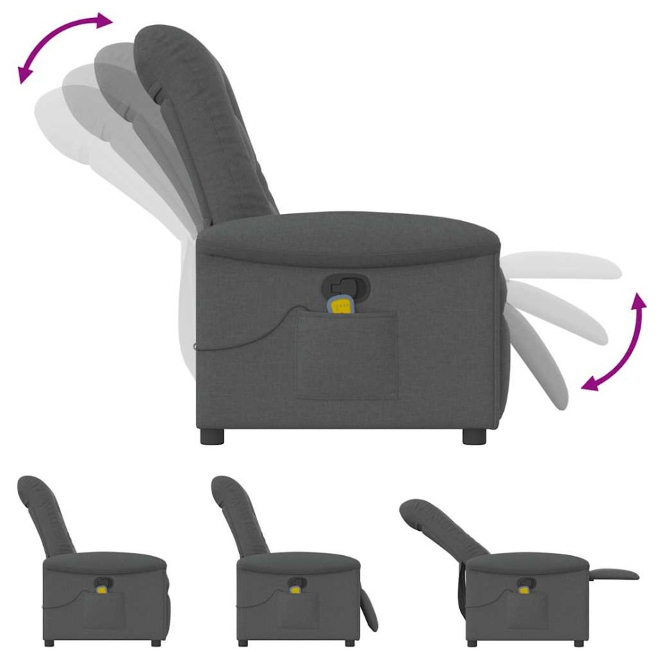 Sillón de masaje reclinable de tela gris