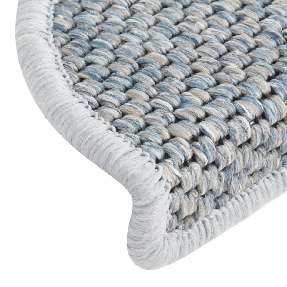 Alfombrilla autoadhesiva escalera sisal 15 uds azul 65x21x4