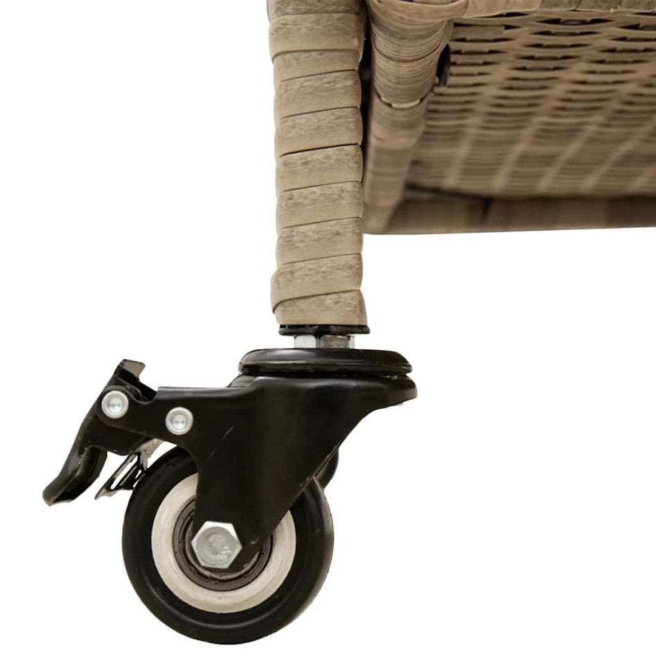 Caja de almacenaje jardín ruedas ratán PE beige 160x55x75