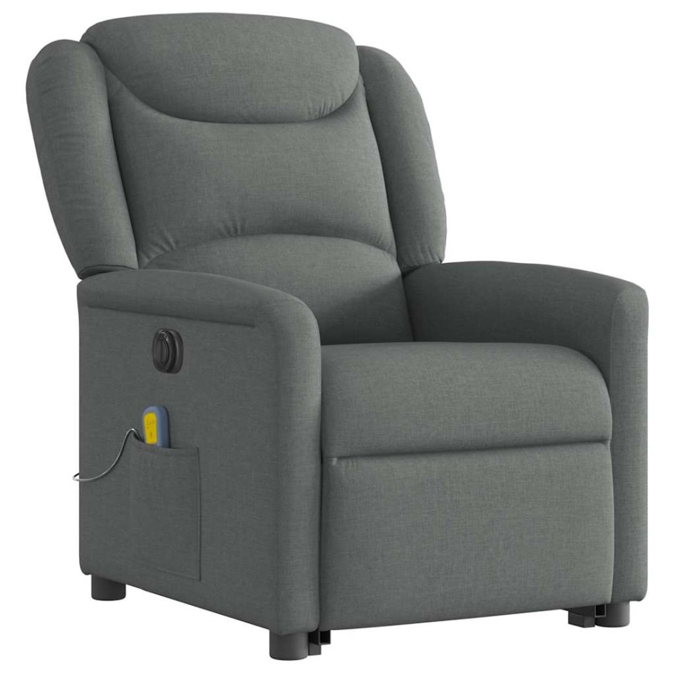 Sillón de masaje eléctrico reclinable elevable tela gris