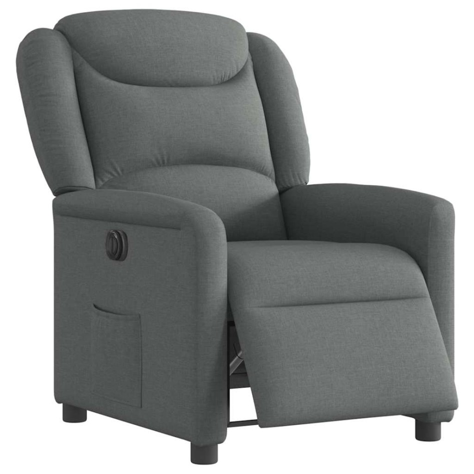 Sillón reclinable eléctrico de tela gris