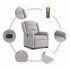 Sillón de masaje eléctrico reclinable elevable tela gris
