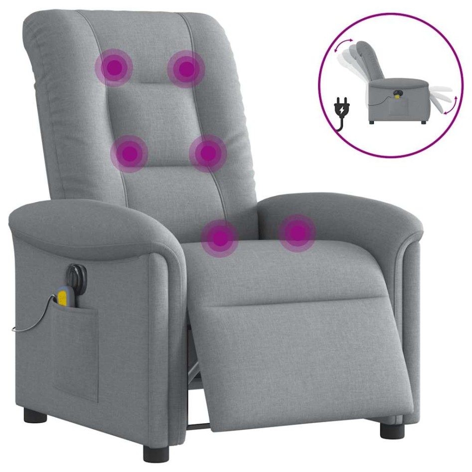 Sillón reclinable de masaje eléctrico tela gris