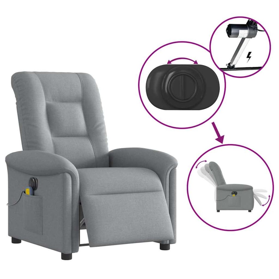 Sillón reclinable de masaje eléctrico tela gris