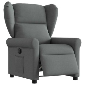 Sillón reclinable eléctrico de tela gris