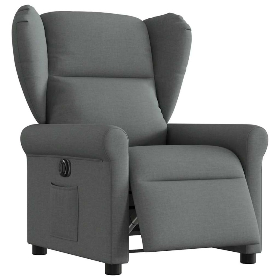 Sillón reclinable eléctrico de tela gris