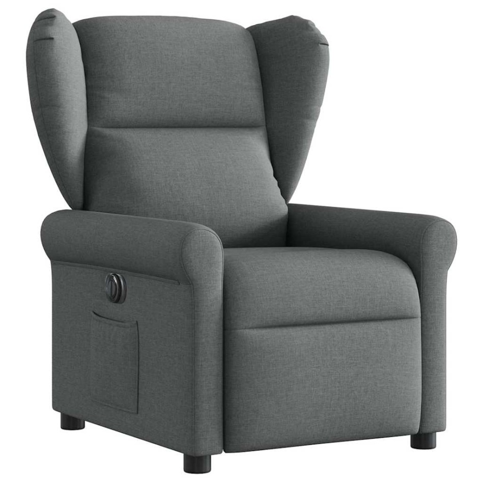 Sillón reclinable eléctrico de tela gris
