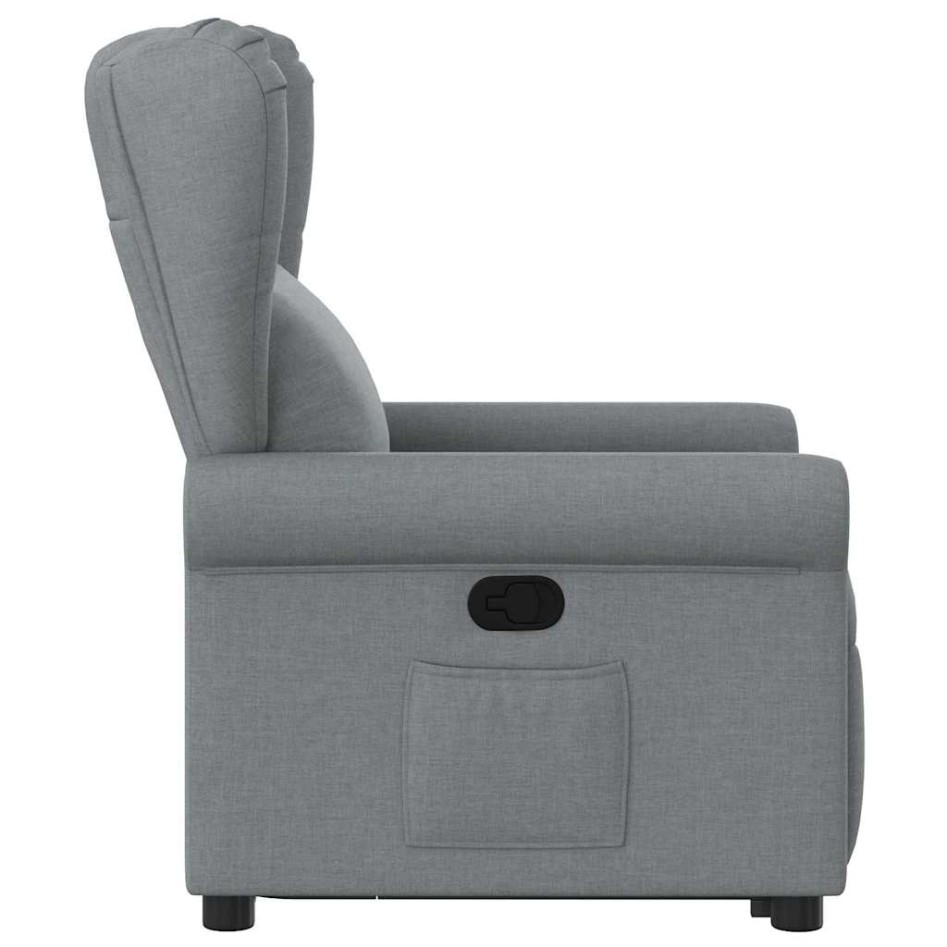 Sillón reclinable elevable de tela gris