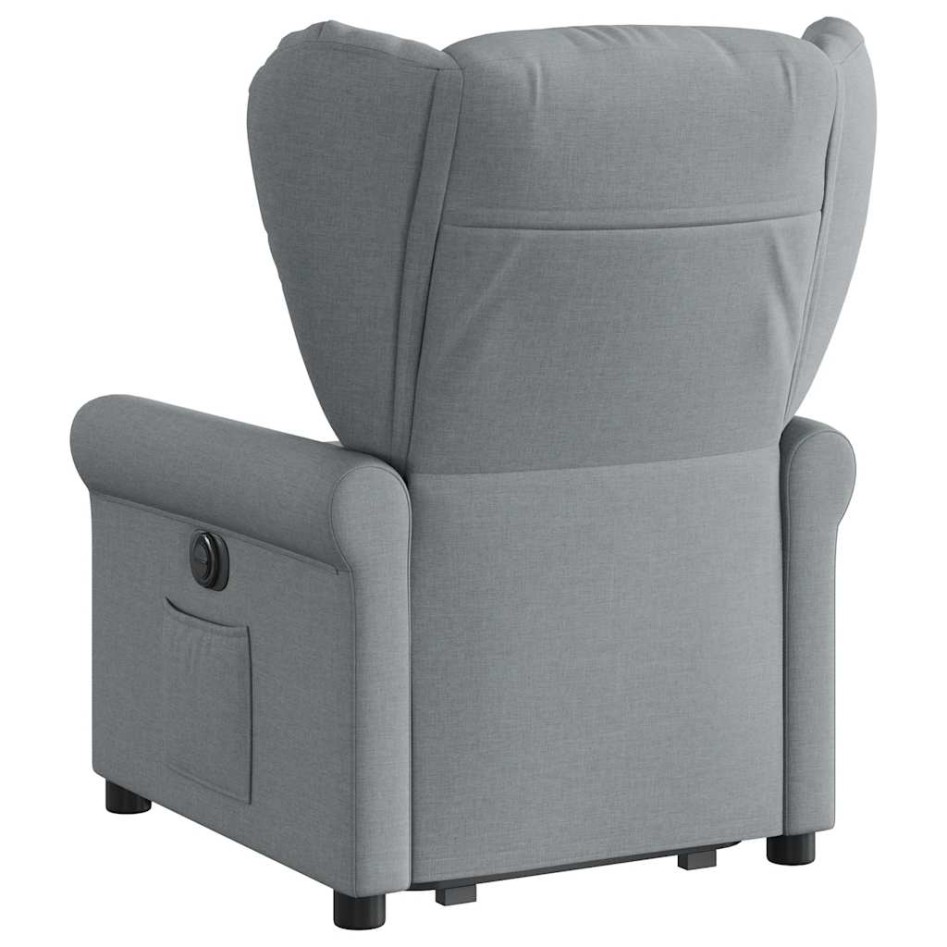 Sillón reclinable elevable de tela gris
