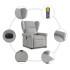 Sillón de masaje eléctrico reclinable elevable tela gris