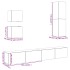 Conjunto de mueble de TV 5 piezas montado la pared madera