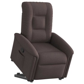 Sillón reclinable elevable tela marrón