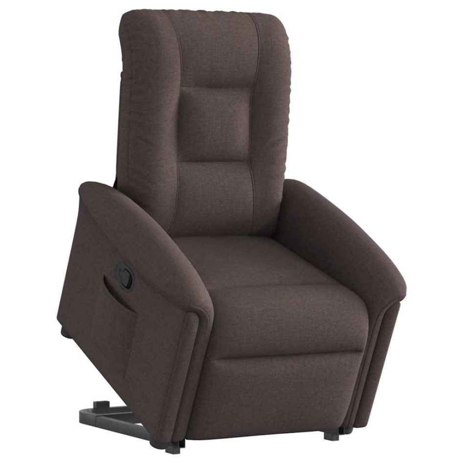 Sillón reclinable elevable tela marrón
