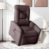 Sillón reclinable elevable tela marrón